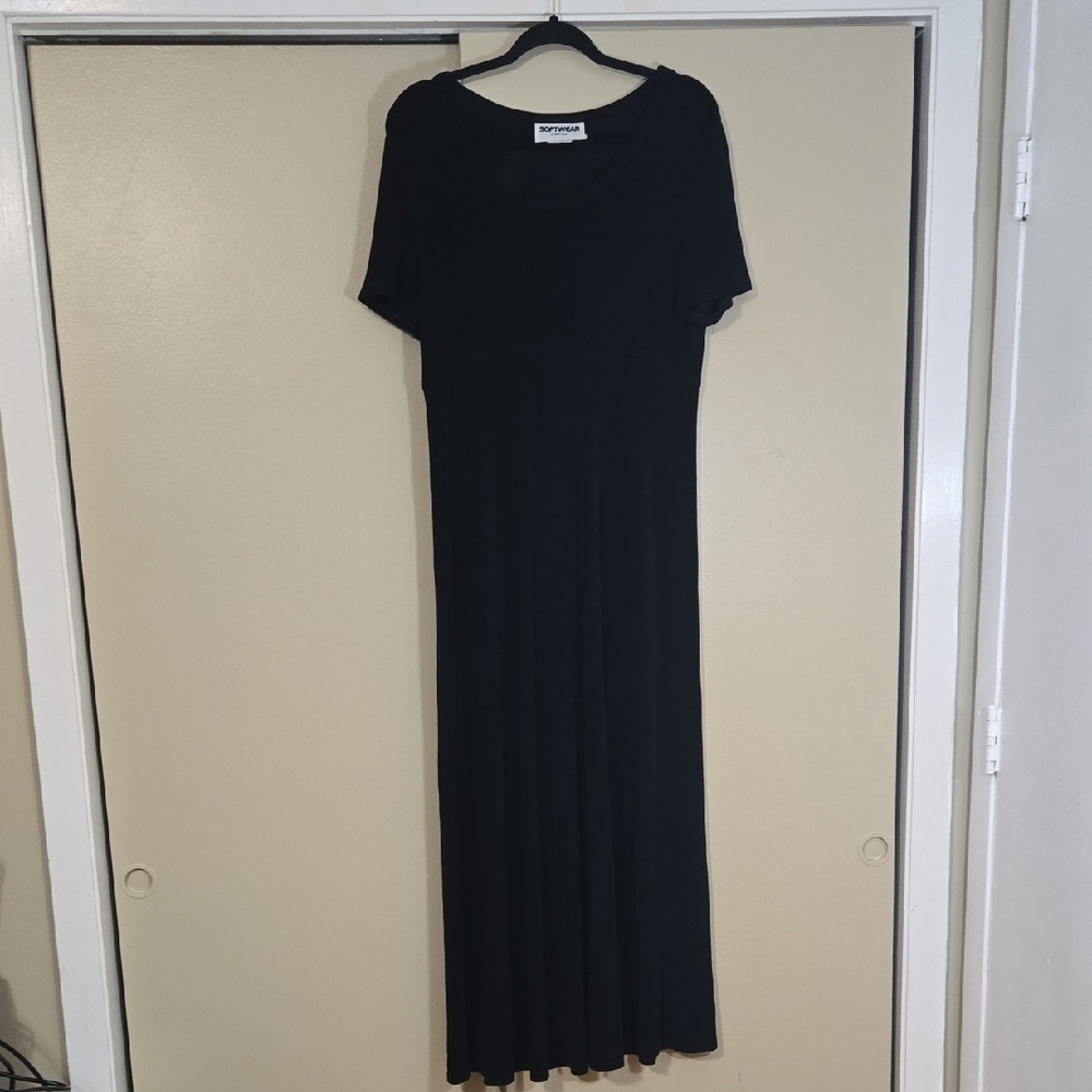 Softwear Slinky Black Short Sleeve Maxi Dress Size Large